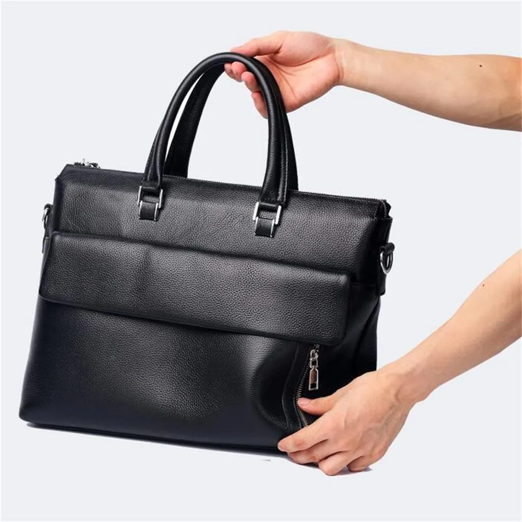 JSEIAJB Genuine Leather Business Portable Computer Bag Layer Cowhide Briefcase Men Shoulder Bag