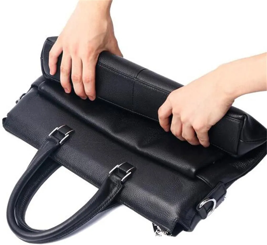 JSEIAJB Genuine Leather Business Portable Computer Bag Layer Cowhide Briefcase Men Shoulder Bag