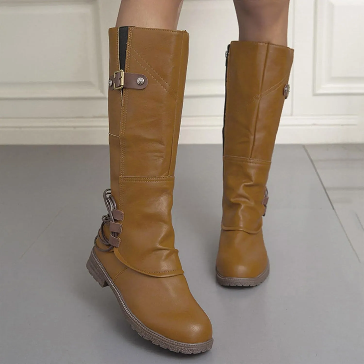 Knee High Boots for Women Winter Boots for Women 2024 Trendy Fashion Tall Square Heel Zipper Waterproof Knight Boots