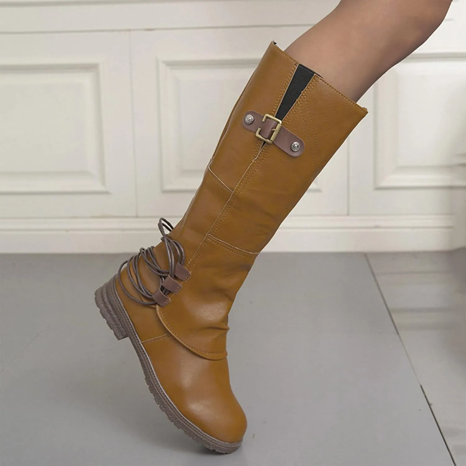 Knee High Boots for Women Winter Boots for Women 2024 Trendy Fashion Tall Square Heel Zipper Waterproof Knight Boots