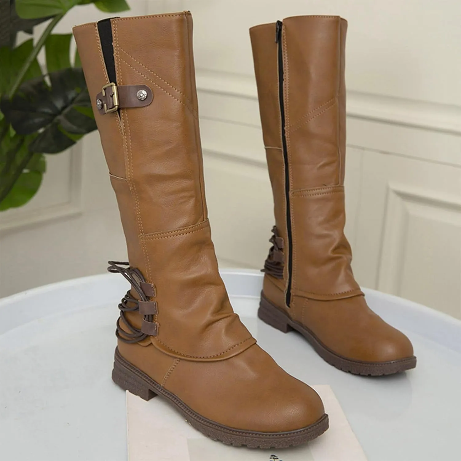 Knee High Boots for Women Winter Boots for Women 2024 Trendy Fashion Tall Square Heel Zipper Waterproof Knight Boots