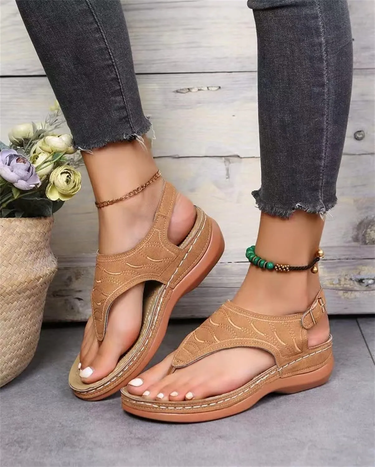 Ladmiple Orthotic Sandals For Women Dressy Summer Casual Comfortable Walking Slip On Orthopedic Flip Flops With Arch Support