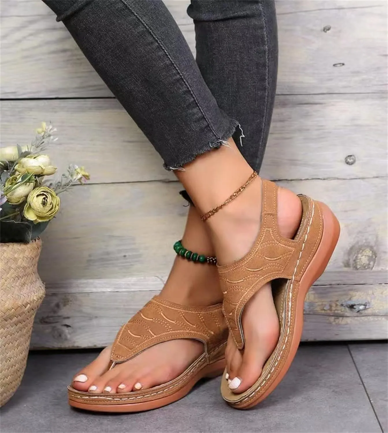 Ladmiple Orthotic Sandals For Women Dressy Summer Casual Comfortable Walking Slip On Orthopedic Flip Flops With Arch Support