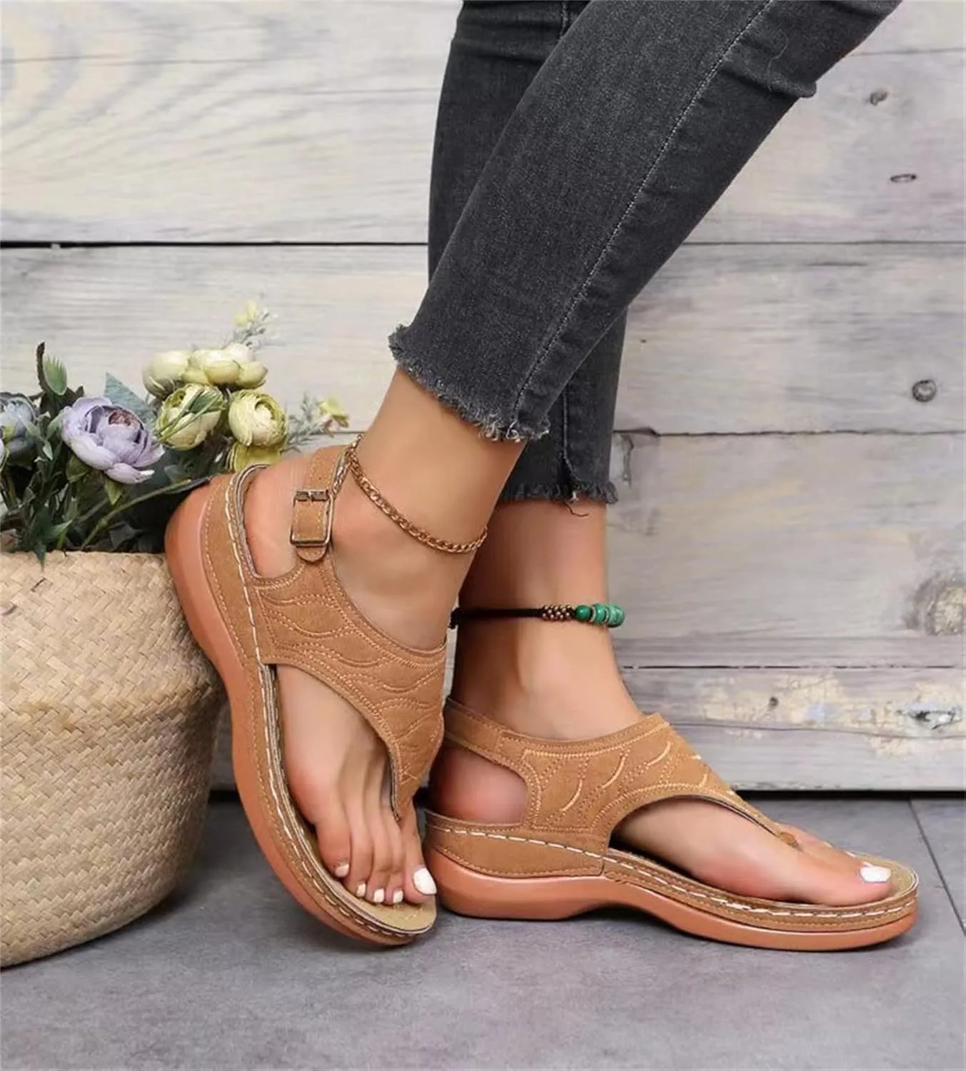 Ladmiple Orthotic Sandals For Women Dressy Summer Casual Comfortable Walking Slip On Orthopedic Flip Flops With Arch Support