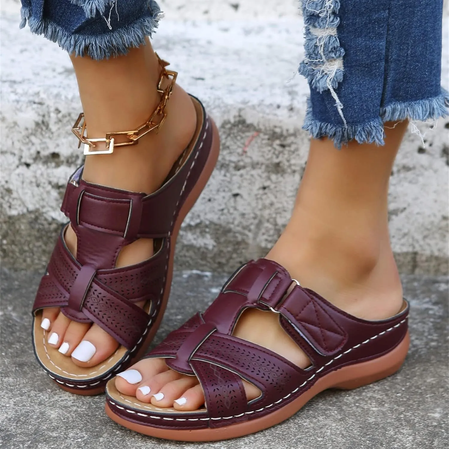 Ladmiple Orthotic Sandals For Women Dressy Summer Comfort Walking Open Toe Arch Support Slides Orthopedic Flip Flops
