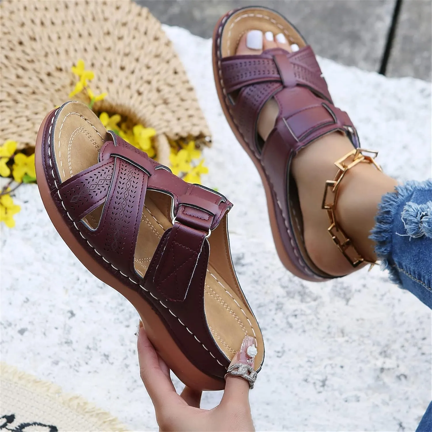 Ladmiple Orthotic Sandals For Women Dressy Summer Comfort Walking Open Toe Arch Support Slides Orthopedic Flip Flops