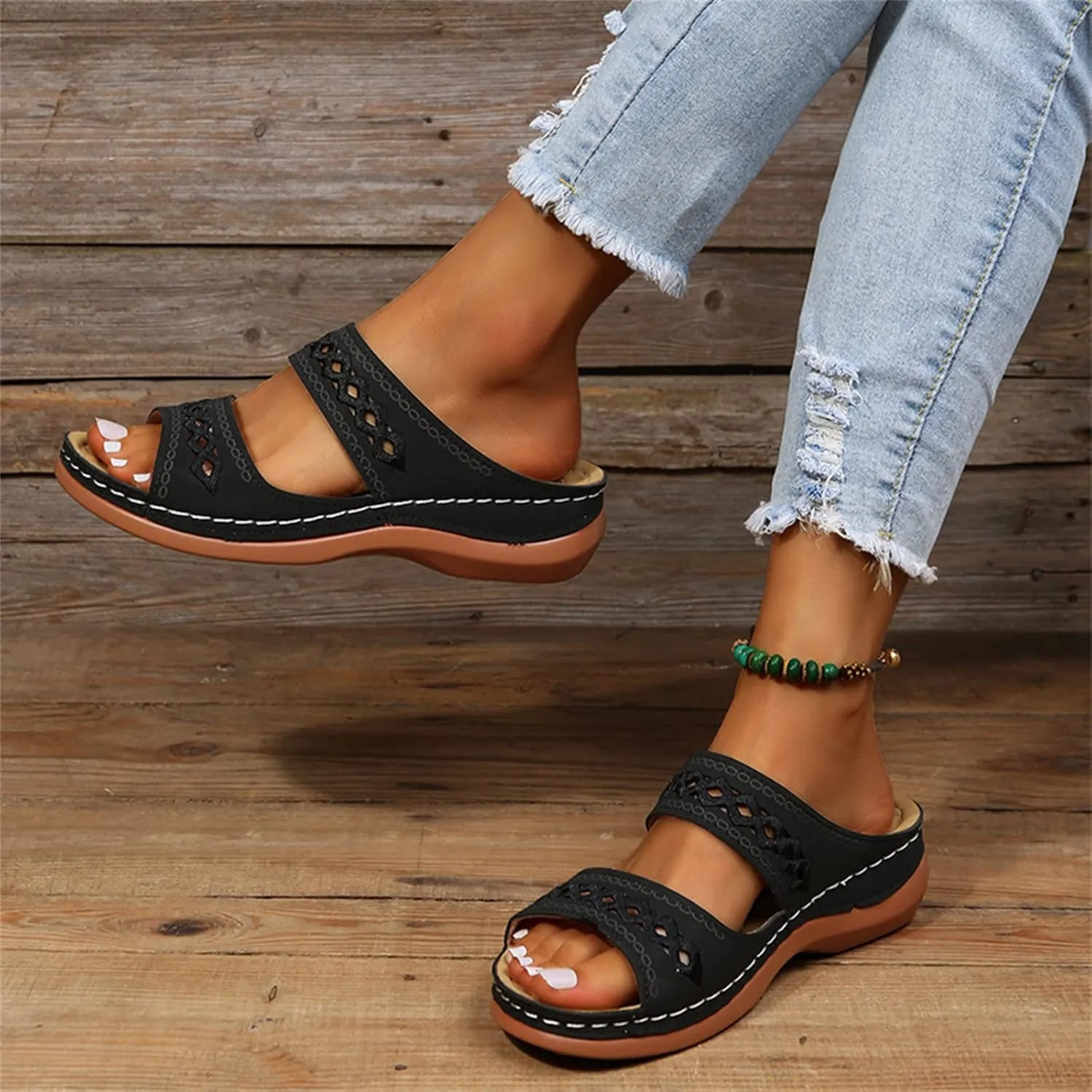 Ladmiple Womens Sandals Comfortable Arch Support Orthotic Flip Flops Dressy Summer Cute Orthopedic Slides Walking Shoes 2024