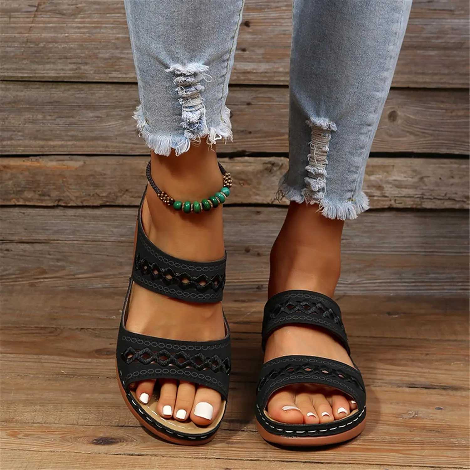 Ladmiple Womens Sandals Comfortable Arch Support Orthotic Flip Flops Dressy Summer Cute Orthopedic Slides Walking Shoes 2024