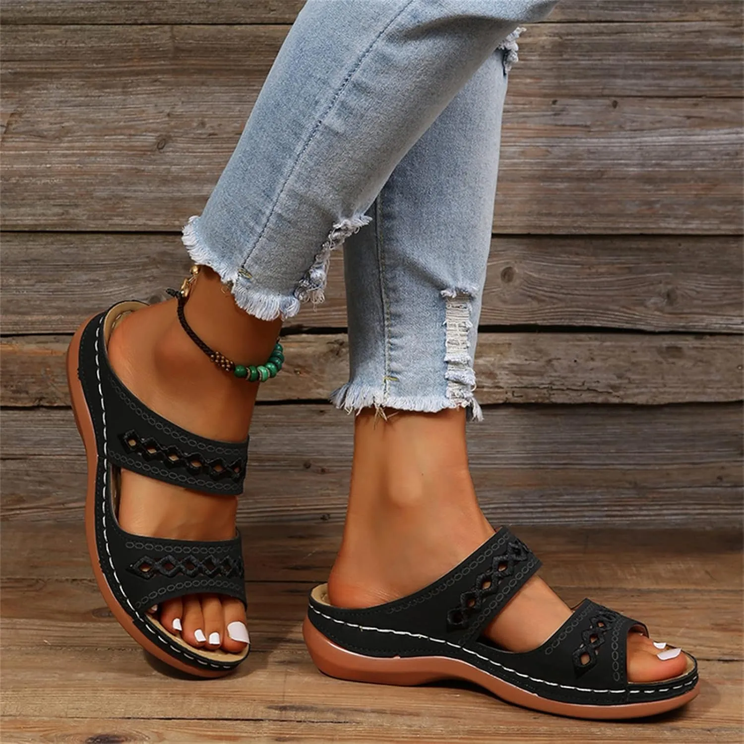Ladmiple Womens Sandals Comfortable Arch Support Orthotic Flip Flops Dressy Summer Cute Orthopedic Slides Walking Shoes 2024
