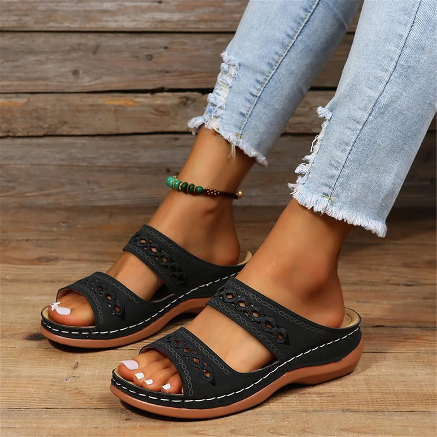 Ladmiple Womens Sandals Comfortable Arch Support Orthotic Flip Flops Dressy Summer Cute Orthopedic Slides Walking Shoes 2024