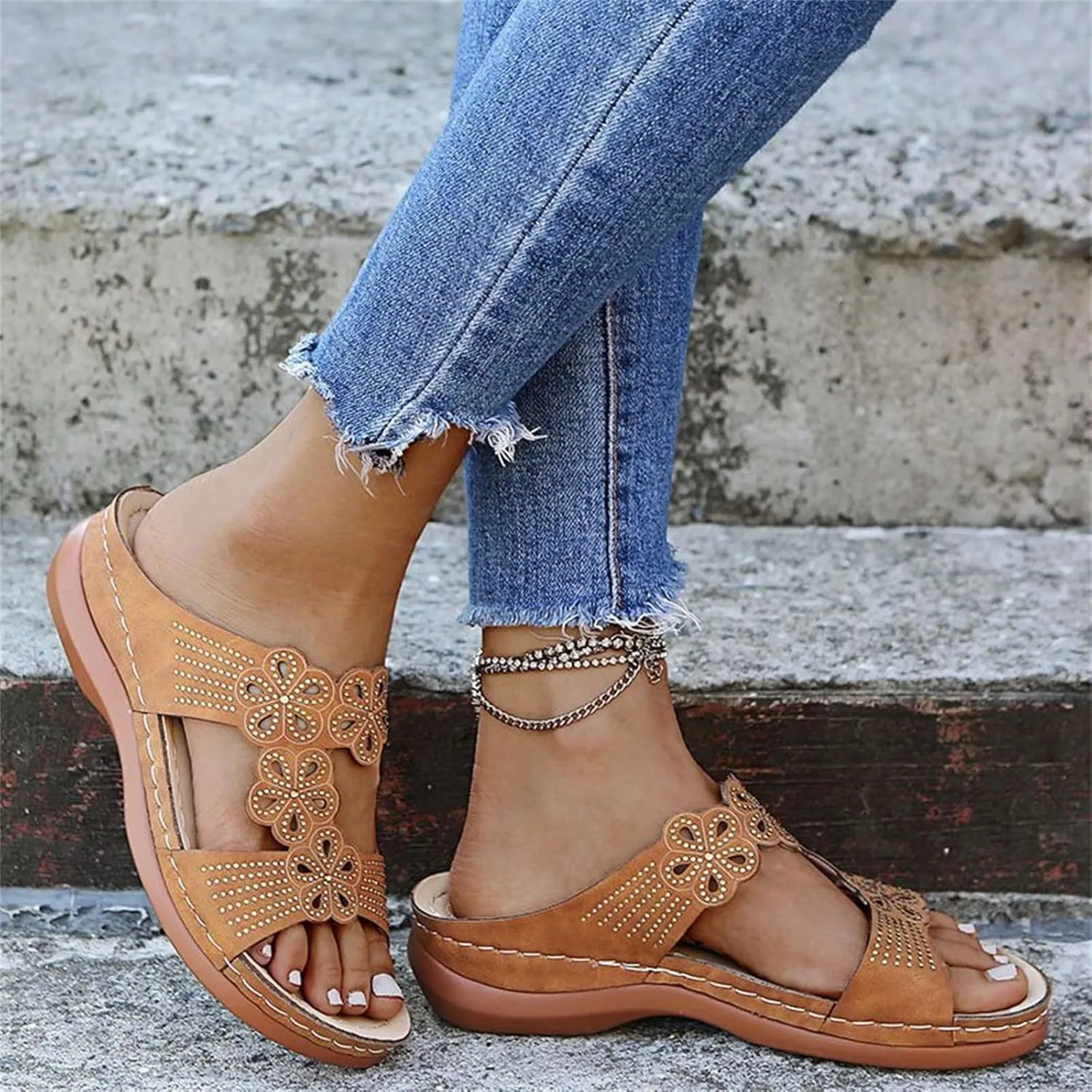 Ladmiple Womens Sandals Comfortable Dressy With Arch Support Orthotic Flips Flops Summer Casual Orthopedic Slides Sandalias