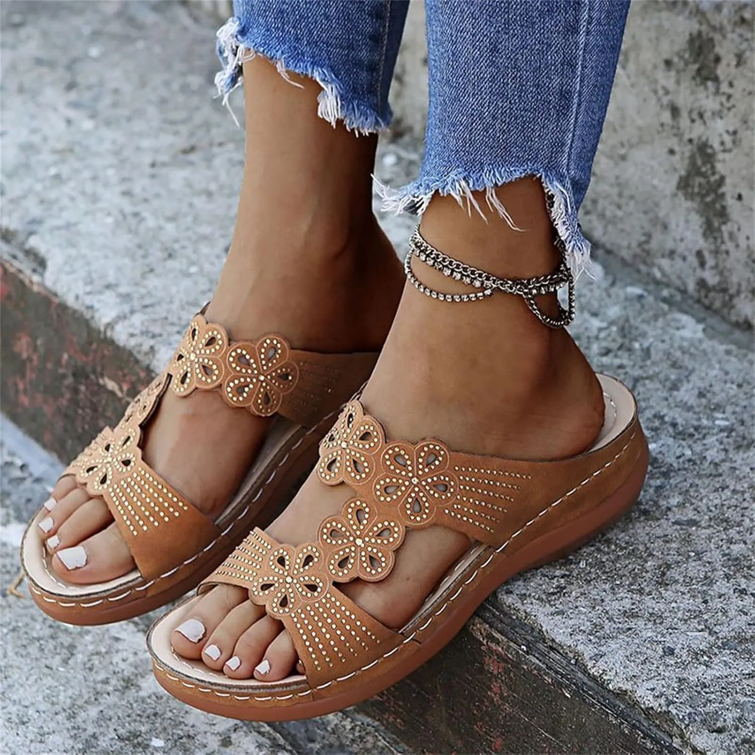 Ladmiple Womens Sandals Comfortable Dressy With Arch Support Orthotic Flips Flops Summer Casual Orthopedic Slides Sandalias