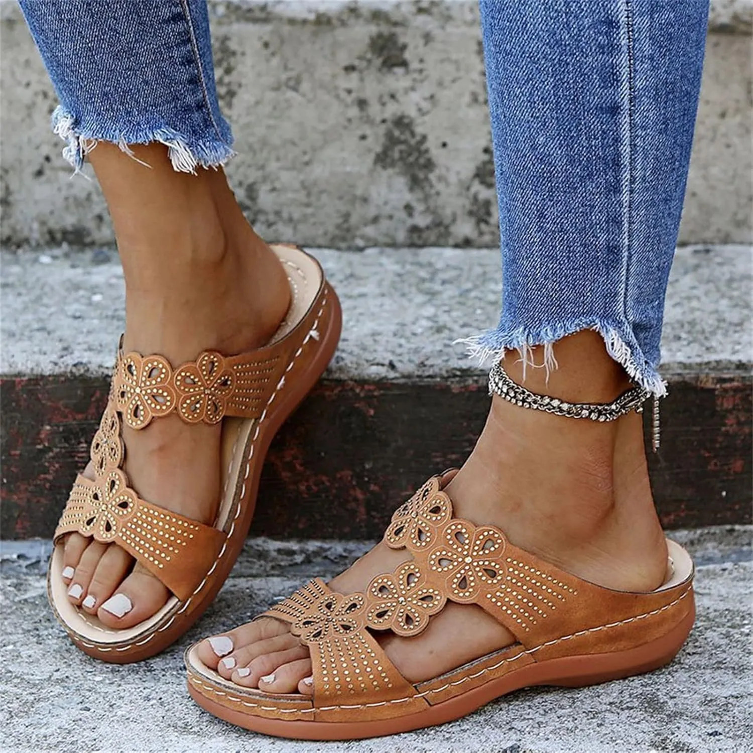 Ladmiple Womens Sandals Comfortable Dressy With Arch Support Orthotic Flips Flops Summer Casual Orthopedic Slides Sandalias