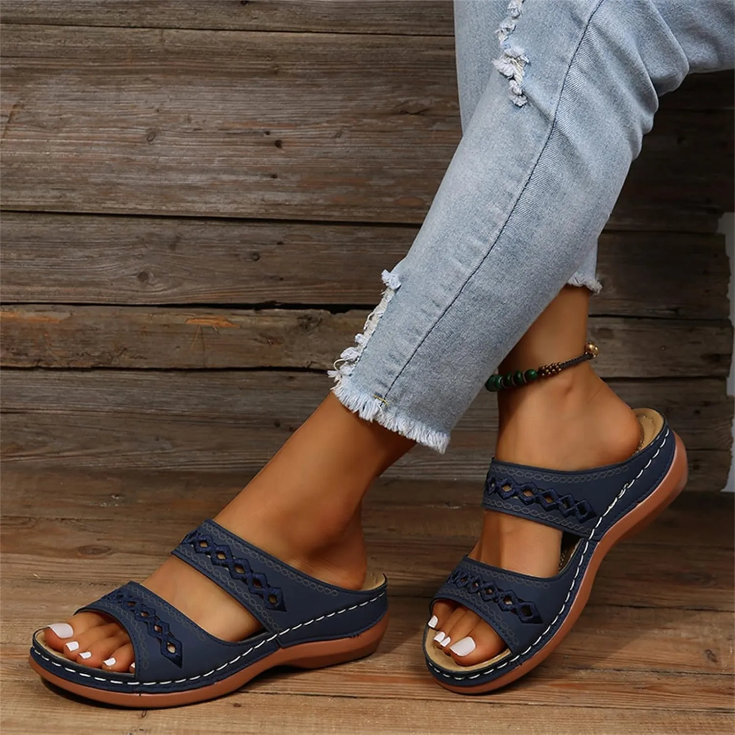 Ladmiple Womens Sandals Comfortable Slides Orthopedic Slippers Arch Support Orthotic Flip Flops Walking Dressy Summer Shoes