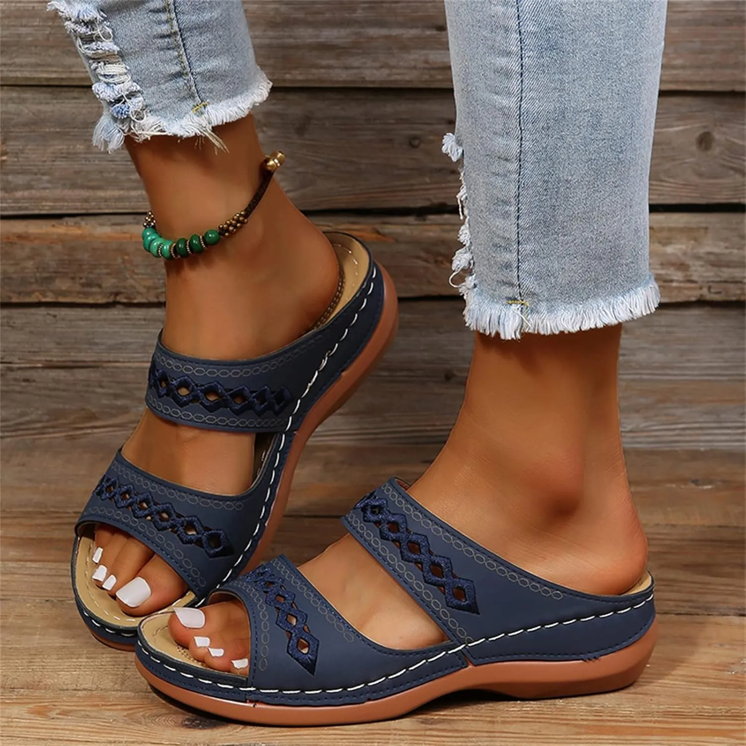 Ladmiple Womens Sandals Comfortable Slides Orthopedic Slippers Arch Support Orthotic Flip Flops Walking Dressy Summer Shoes