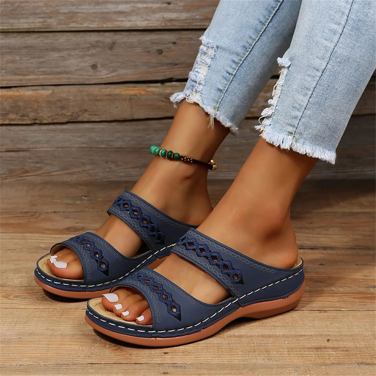 Ladmiple Womens Sandals Comfortable Slides Orthopedic Slippers Arch Support Orthotic Flip Flops Walking Dressy Summer Shoes