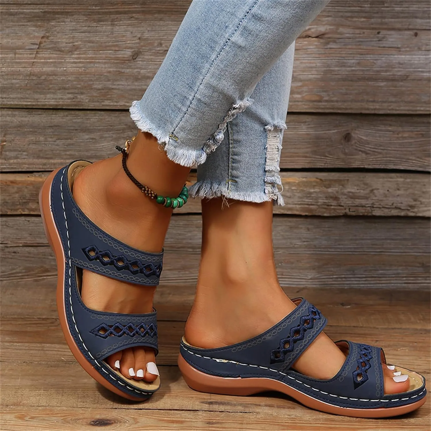 Ladmiple Womens Sandals Comfortable Slides Orthopedic Slippers Arch Support Orthotic Flip Flops Walking Dressy Summer Shoes