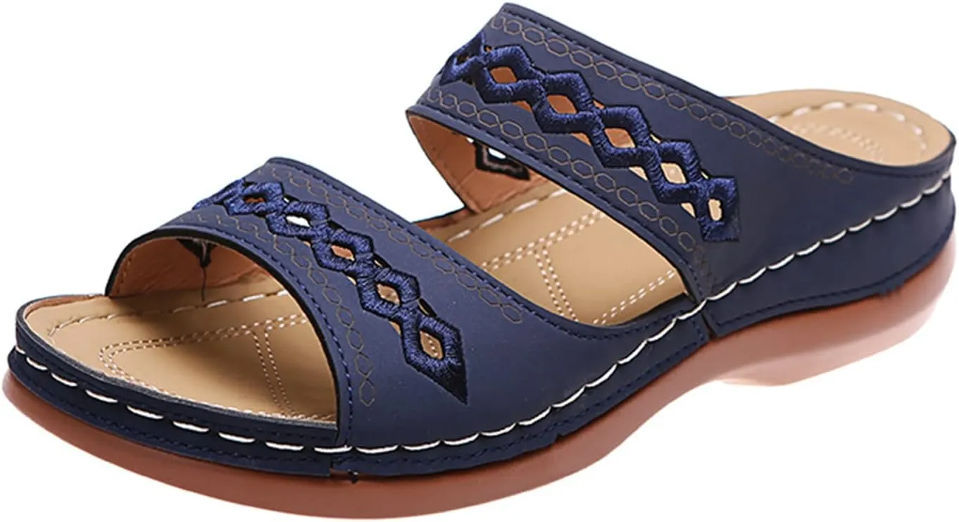 Ladmiple Womens Sandals Comfortable Slides Orthopedic Slippers Arch Support Orthotic Flip Flops Walking Dressy Summer Shoes