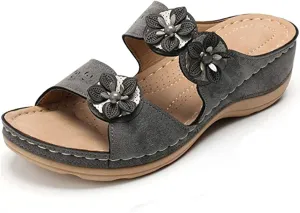 Ladmiple Women's Sandals Comfortable With Arch Support Orthopedic Slides Summer Orthotic Flip Flops for Plantar Fasciitis