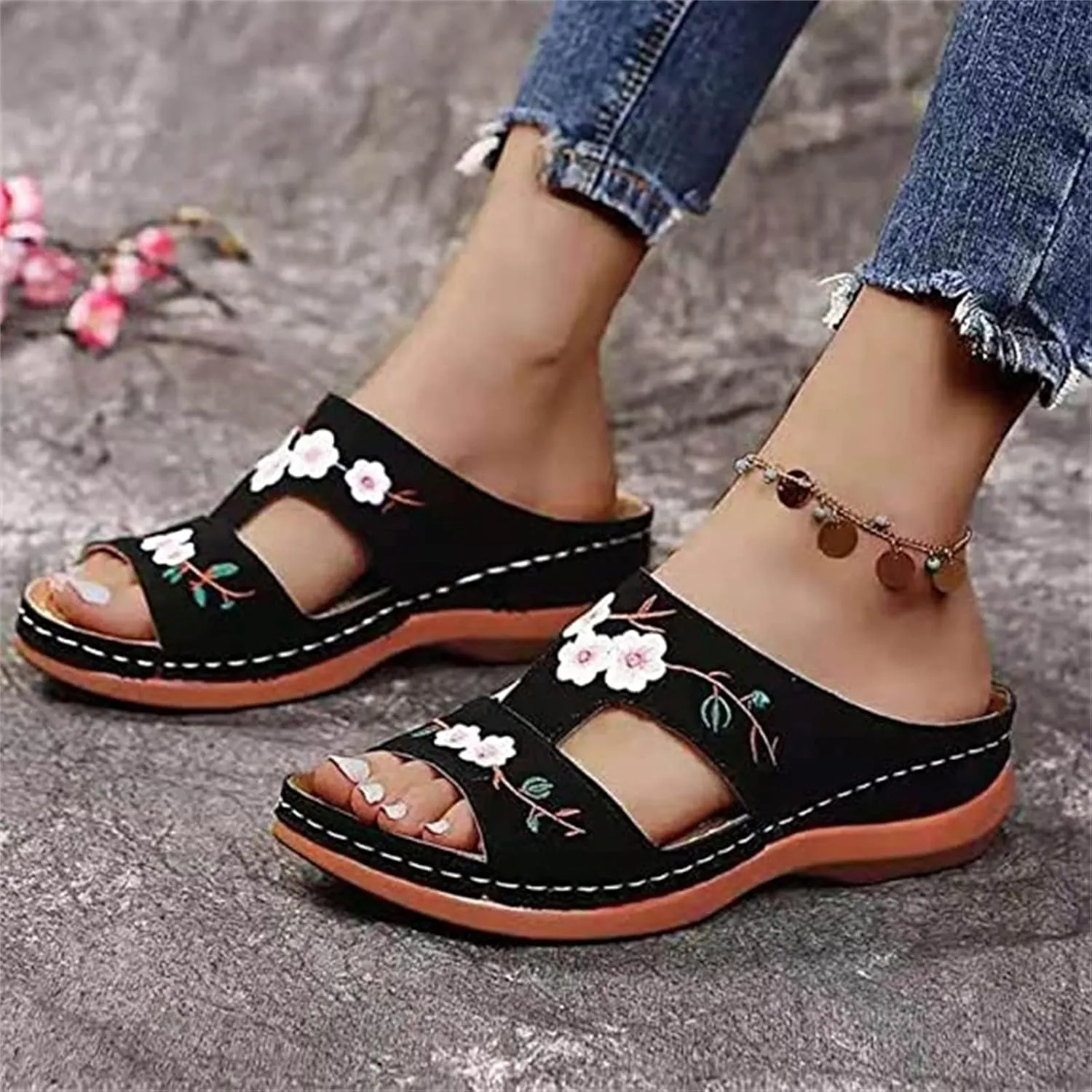 Ladmiple Womens Sandals Dressy Casual Comfortable Fashion Orthotic Slides Athletic Slip On Orthopedic Flip Flops Slippers
