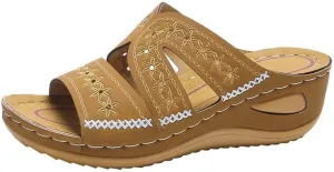 Ladmiple Womens Sandals With Arch Support Plantar Fasciitis Fashion Orthotic Slides Lightweight Athletic Slip On Slippers