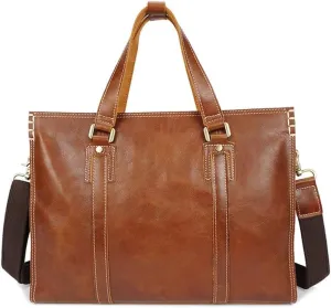 Layer Cowhide Leather Handbag Single Shoulder Type Crossbody Bag Computer Leather Men's Bag Men's Briefcase(D)