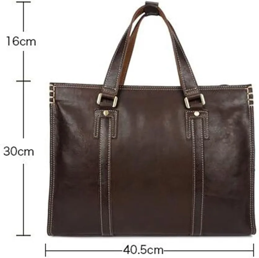 Layer Cowhide Leather Handbag Single Shoulder Type Crossbody Bag Computer Leather Men's Bag Men's Briefcase(D)