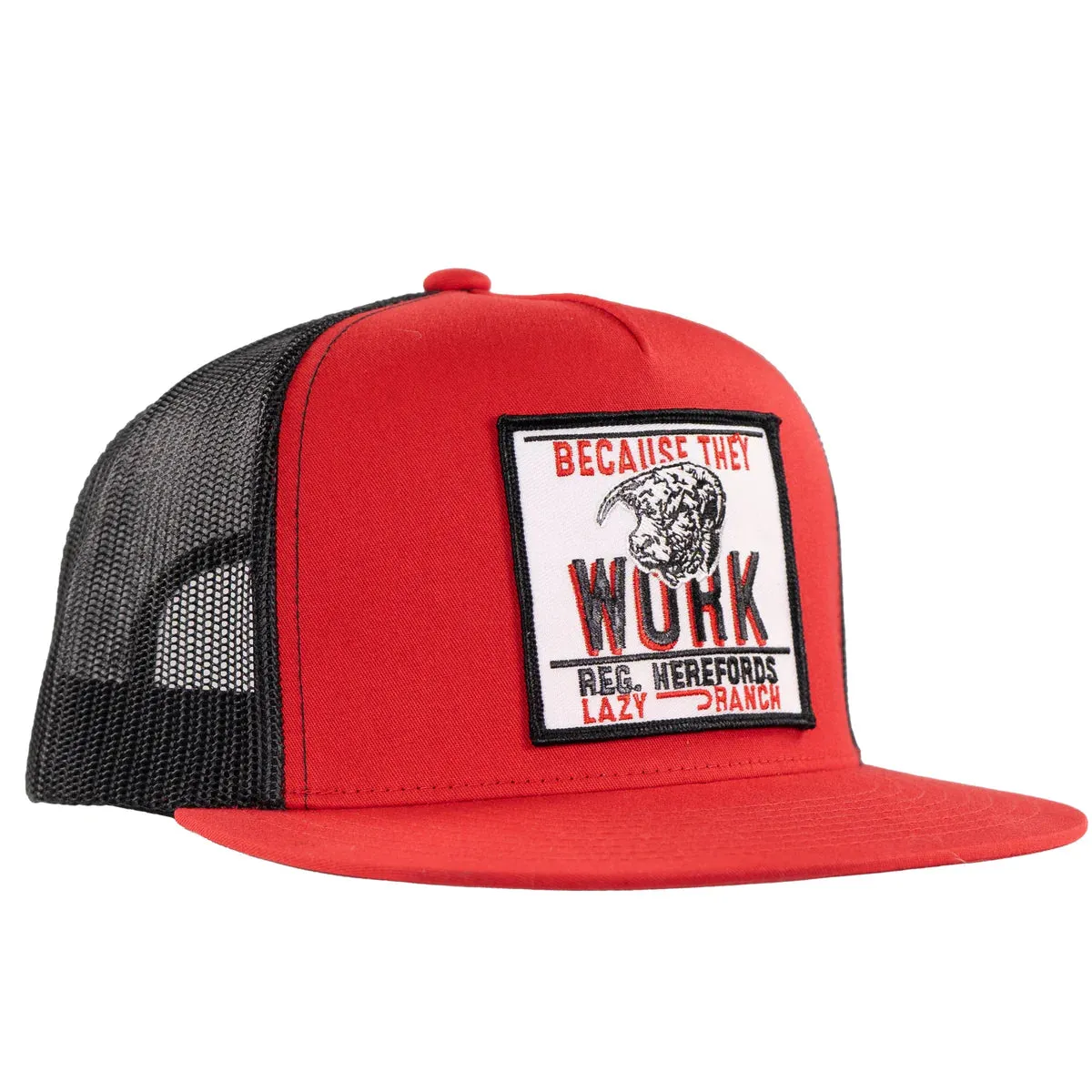 Lazy J Ranch Red & Black Because They Work Cap