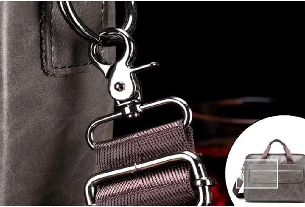 Leather Men's Leather Business Briefcase Layer Cowhide Computer Handheld Shoulder Crossbody Bag(E)