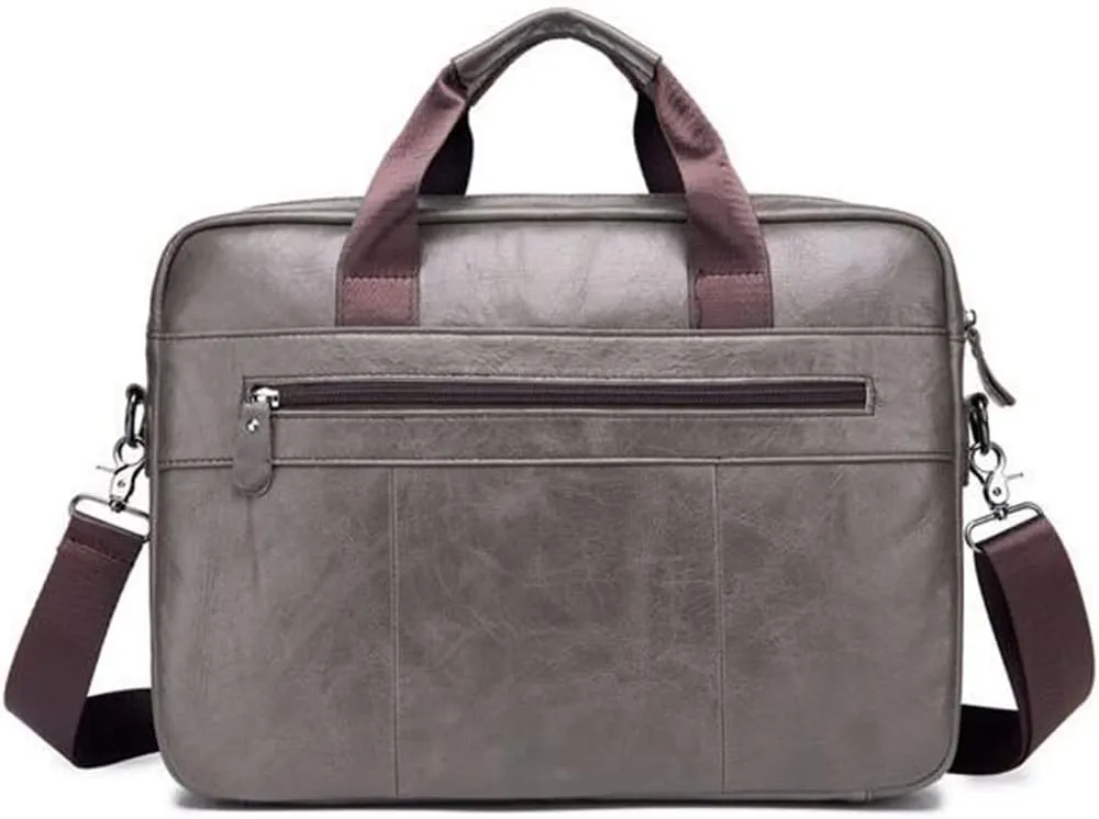 Leather Men's Leather Business Briefcase Layer Cowhide Computer Handheld Shoulder Crossbody Bag(E)