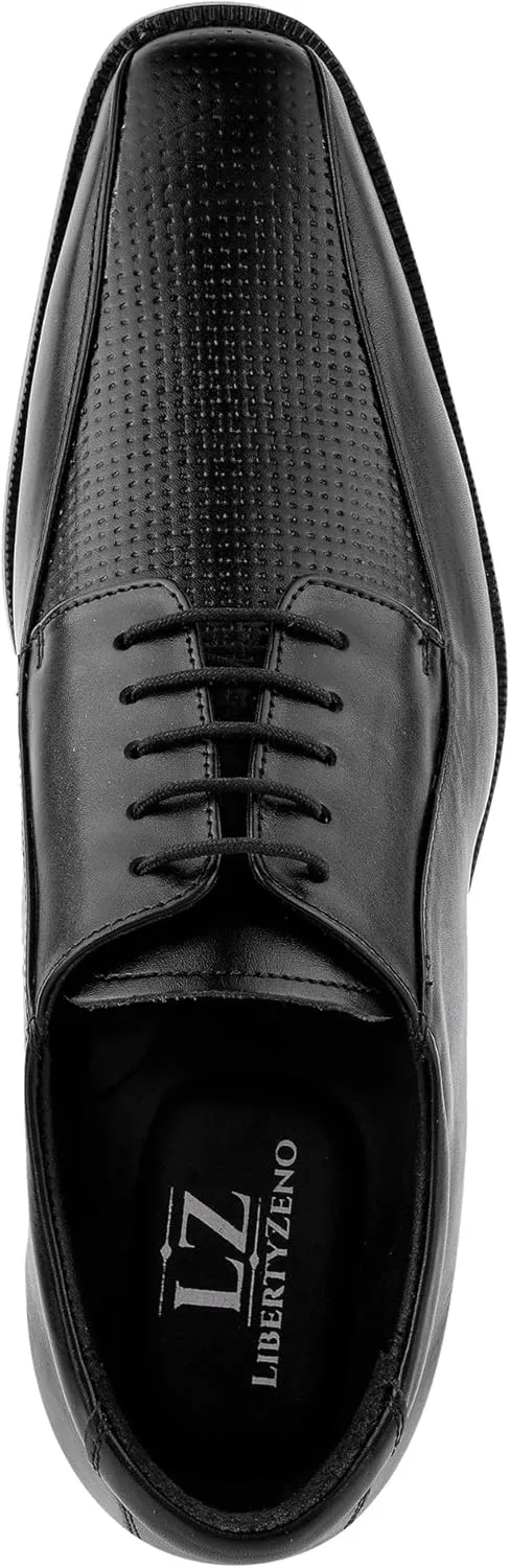 LIBERTYZENO Mens Wingtip Brogue EEL & Croco Print Genuine Leather Adults Lace Up Oxford Dress Shoes for Prom Graduation