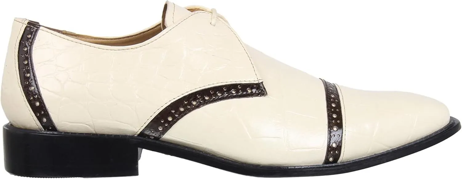 LIBERTYZENO Mens Wingtip Brogue EEL & Croco Print Genuine Leather Adults Lace Up Oxford Dress Shoes for Prom Graduation