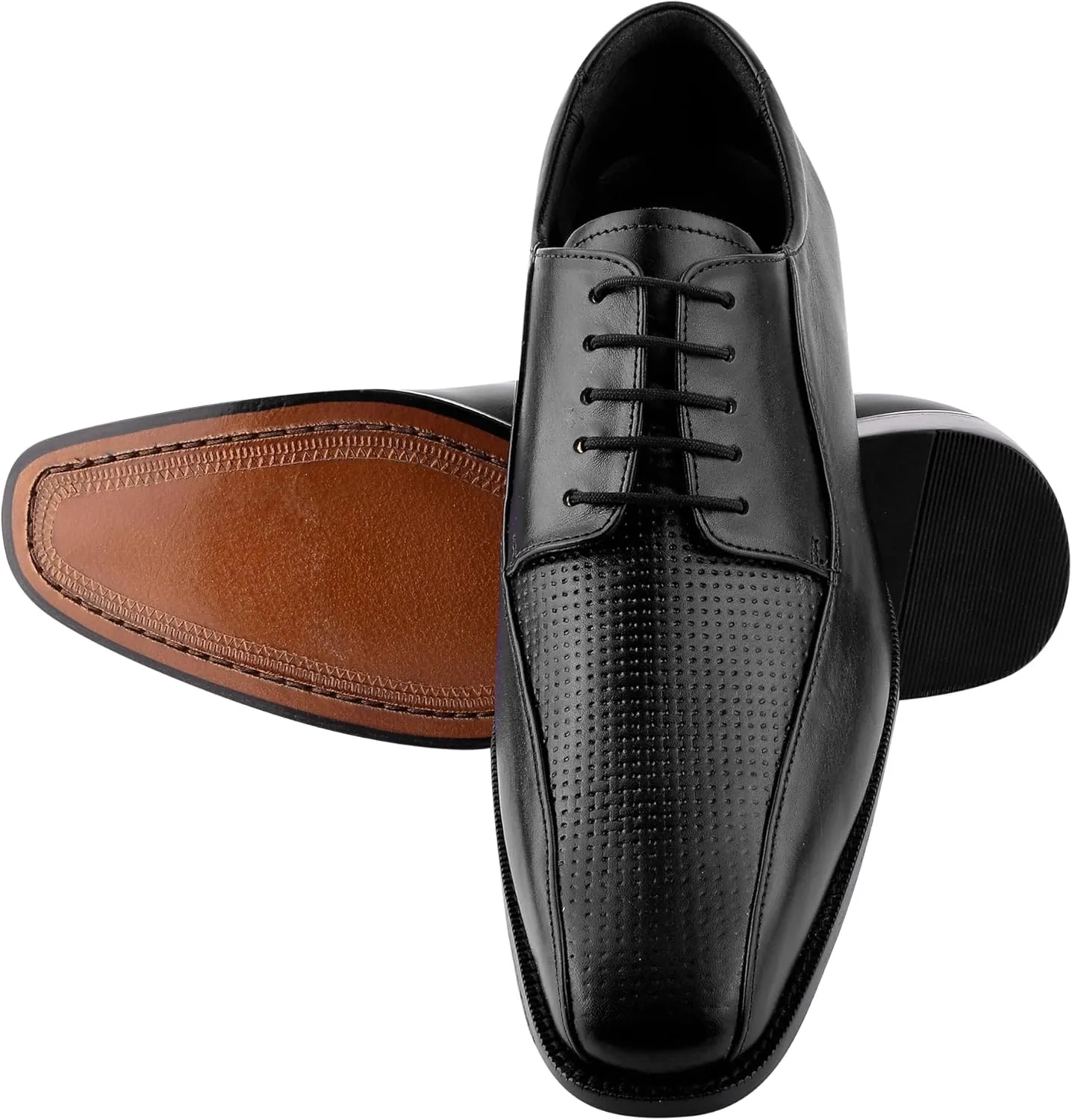LIBERTYZENO Mens Wingtip Brogue EEL & Croco Print Genuine Leather Adults Lace Up Oxford Dress Shoes for Prom Graduation