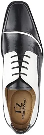 LIBERTYZENO Mens Wingtip Brogue EEL & Croco Print Genuine Leather Adults Lace Up Oxford Dress Shoes for Prom Graduation