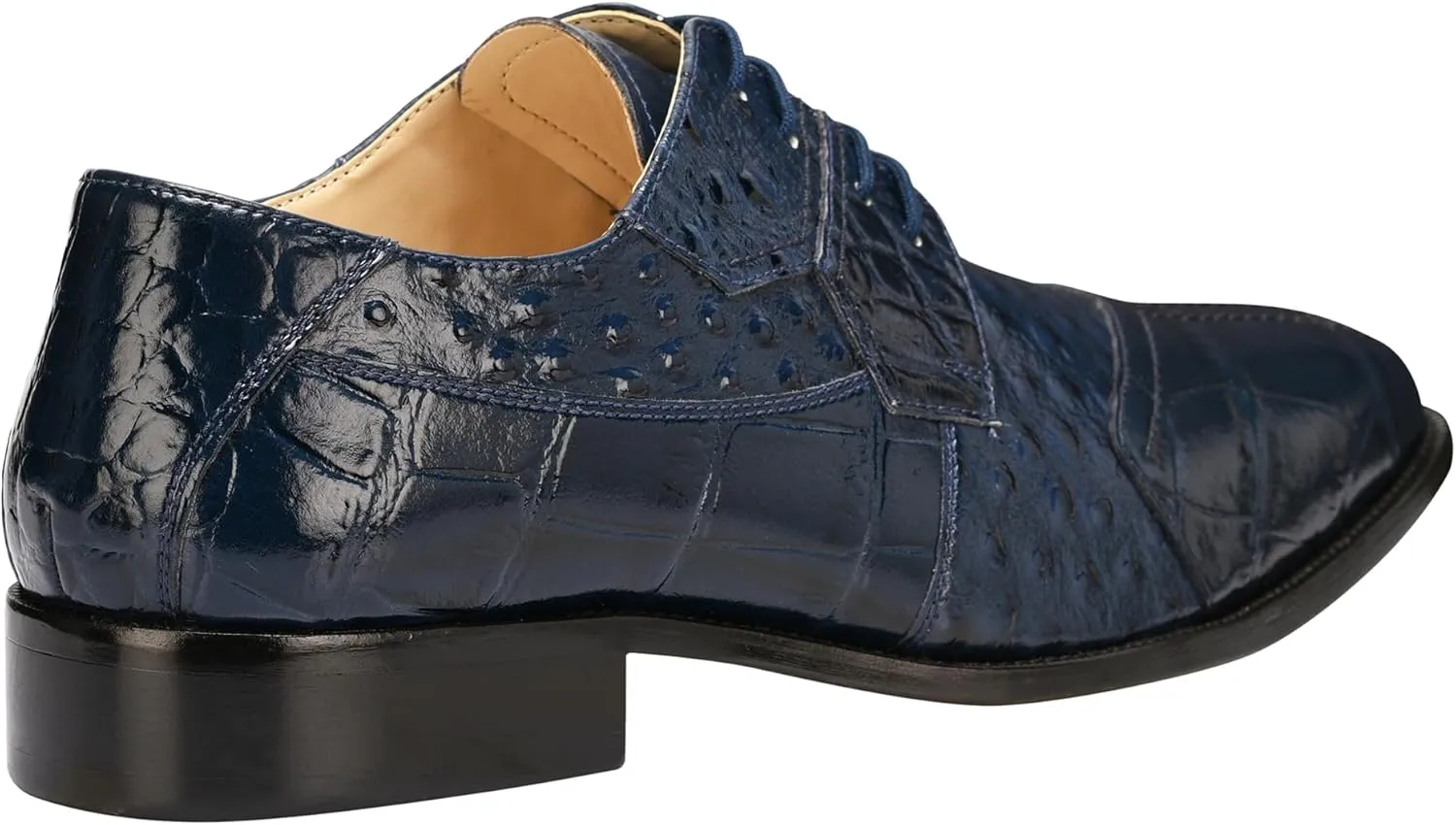 LIBERTYZENO Mens Wingtip Brogue EEL & Croco Print Genuine Leather Adults Lace Up Oxford Dress Shoes for Prom Graduation