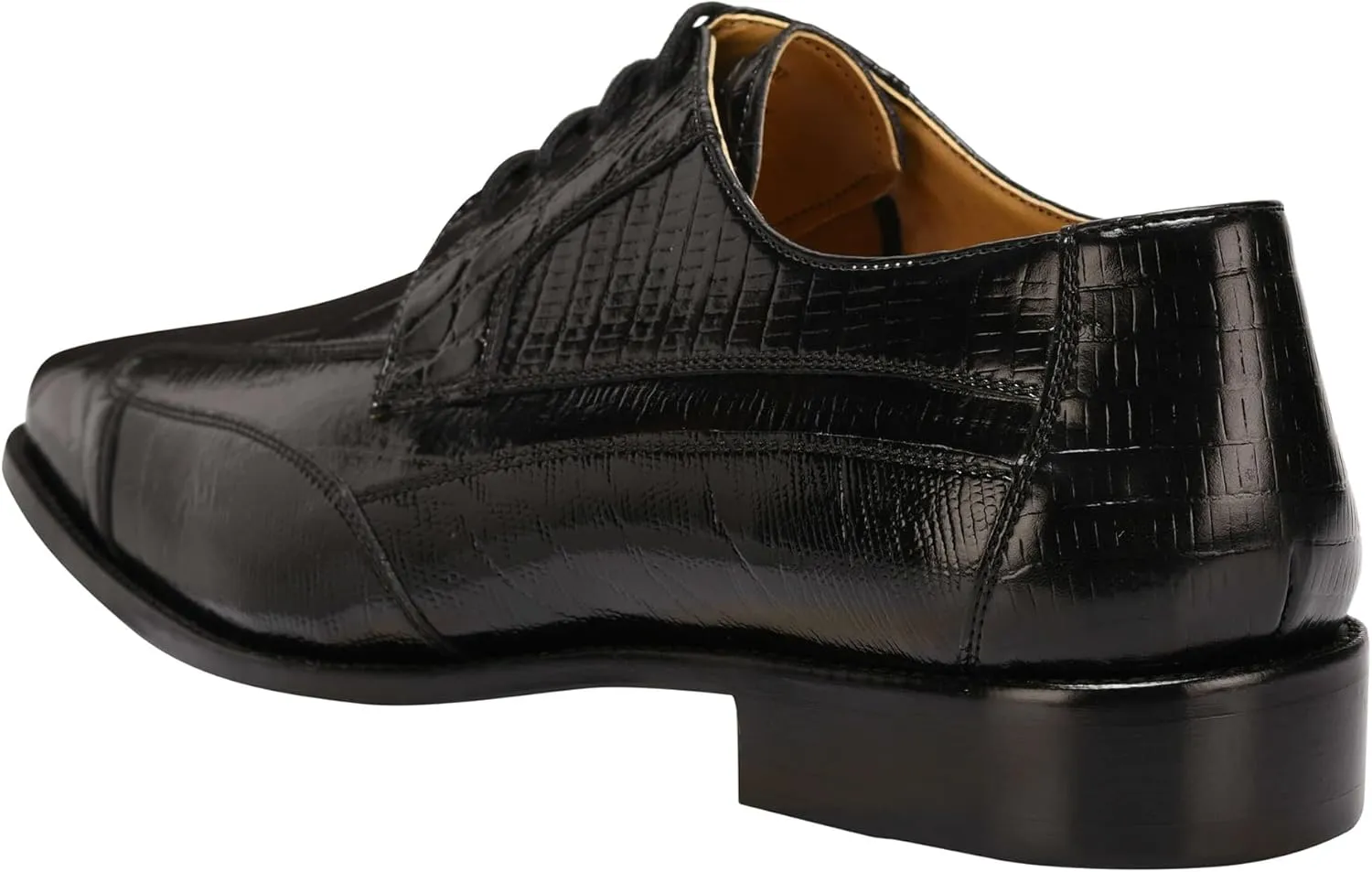 LIBERTYZENO Mens Wingtip Brogue EEL & Croco Print Genuine Leather Adults Lace Up Oxford Dress Shoes for Prom Graduation
