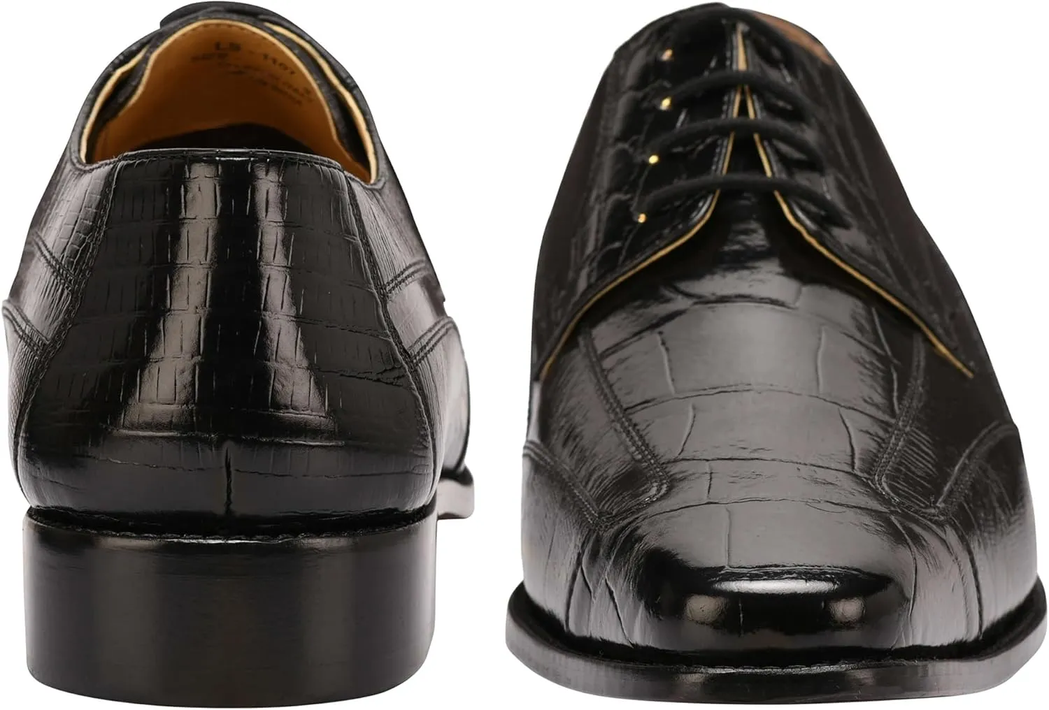 LIBERTYZENO Mens Wingtip Brogue EEL & Croco Print Genuine Leather Adults Lace Up Oxford Dress Shoes for Prom Graduation
