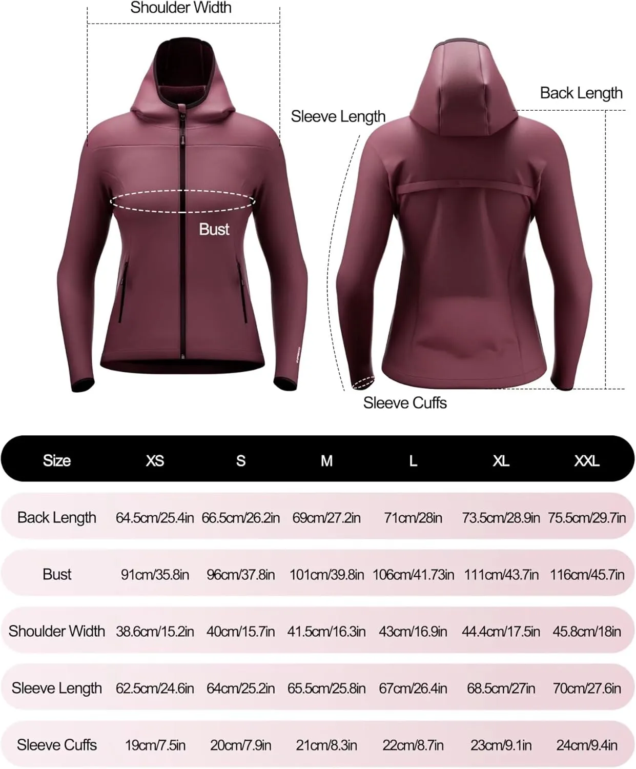 Lightweight Softshell Jacket Women with Hood, Fleece Lined Windproof Water Resistant windbreaker for Hiking
