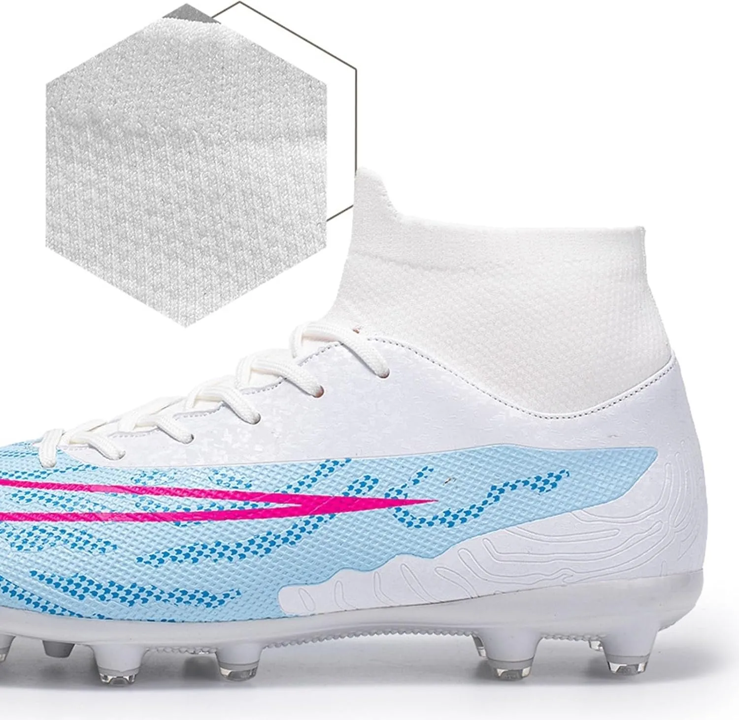 Lightweight Turf Football Cleats Grade, Soccer Cleats High Top Professional Breathable Shock Resistant Competition Athletic Training