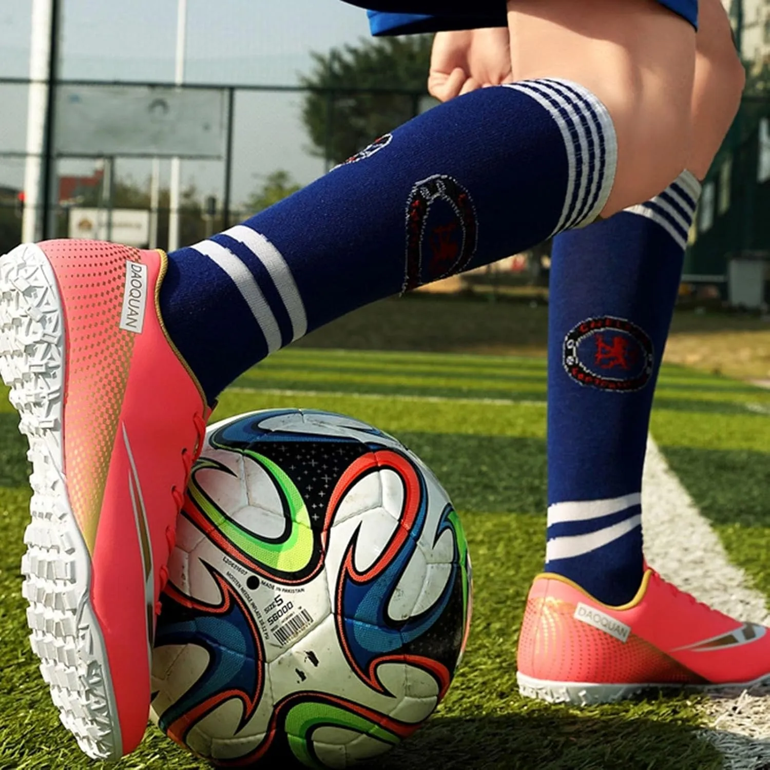 Lightweight Wide Football Cleats Competition Turf, Soccer Cleats Professional High Top Athletic Training Ground Comfortable Footwear