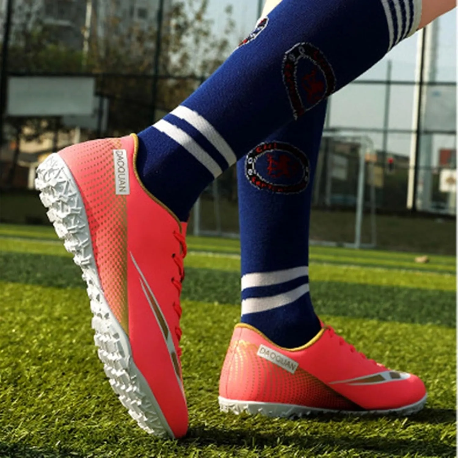Lightweight Wide Football Cleats Competition Turf, Soccer Cleats Professional High Top Athletic Training Ground Comfortable Footwear