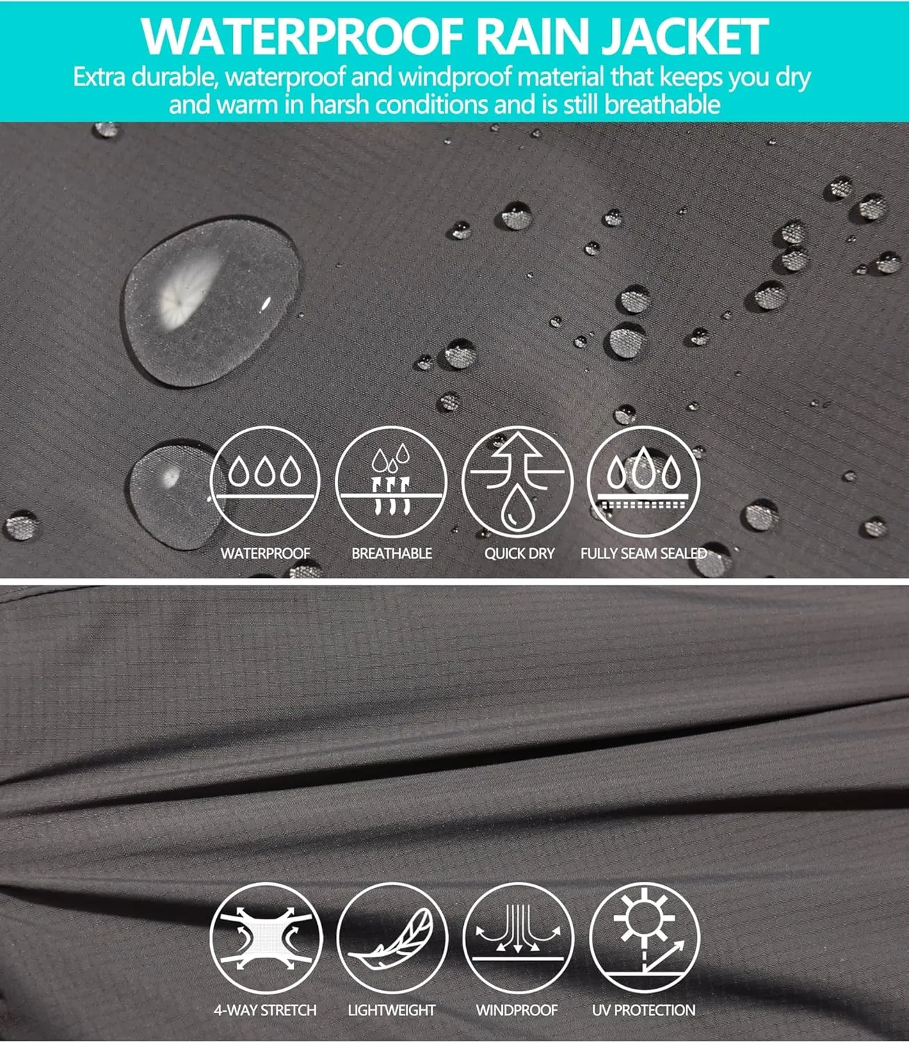 Little Donkey Andy Women's Waterproof Rain Jacket with Hood Breathable Lightweight Windbreaker Rain Shell Coat