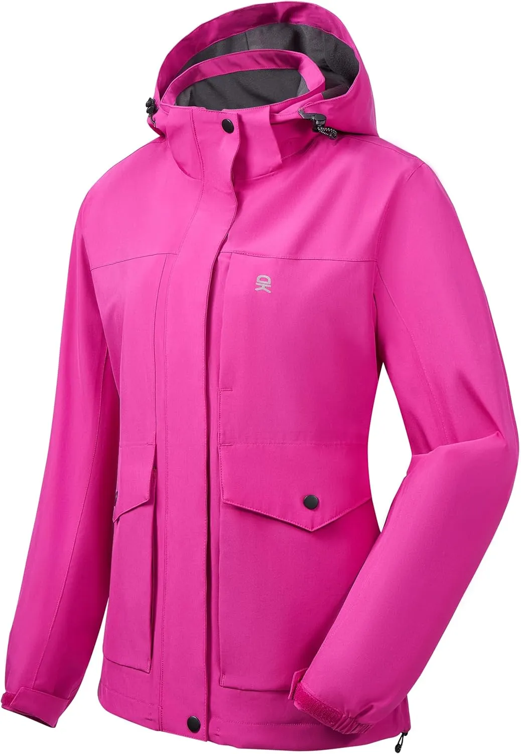Little Donkey Andy Womens Waterproof Rain jacket with Hood Lightweight Windbreaker Raincoat Shell for Camping Hiking rose XL