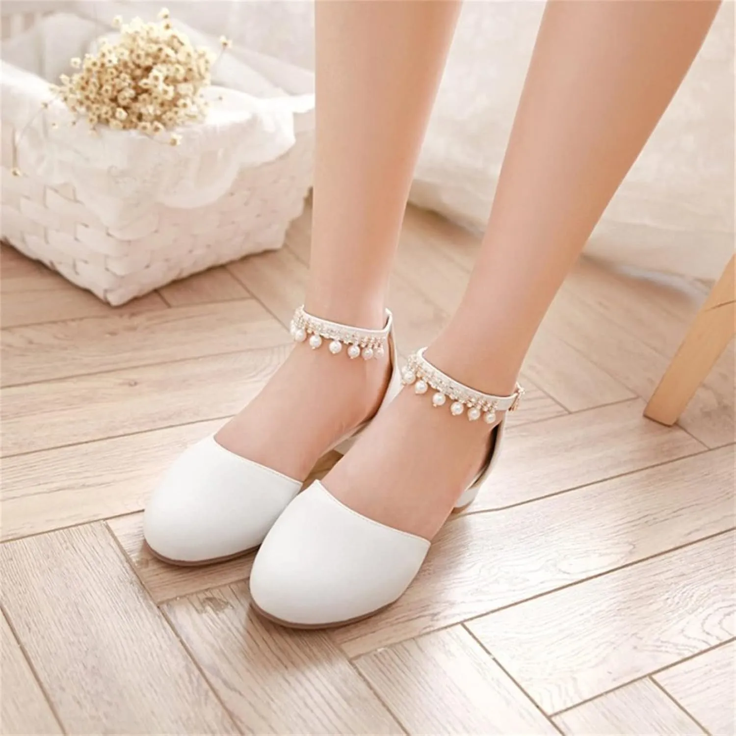 Little Girls Dress Up Shoes Low Heel Princess Hook and Loop Dress Shoes Pary Wedding Prom Shoes for Toddler