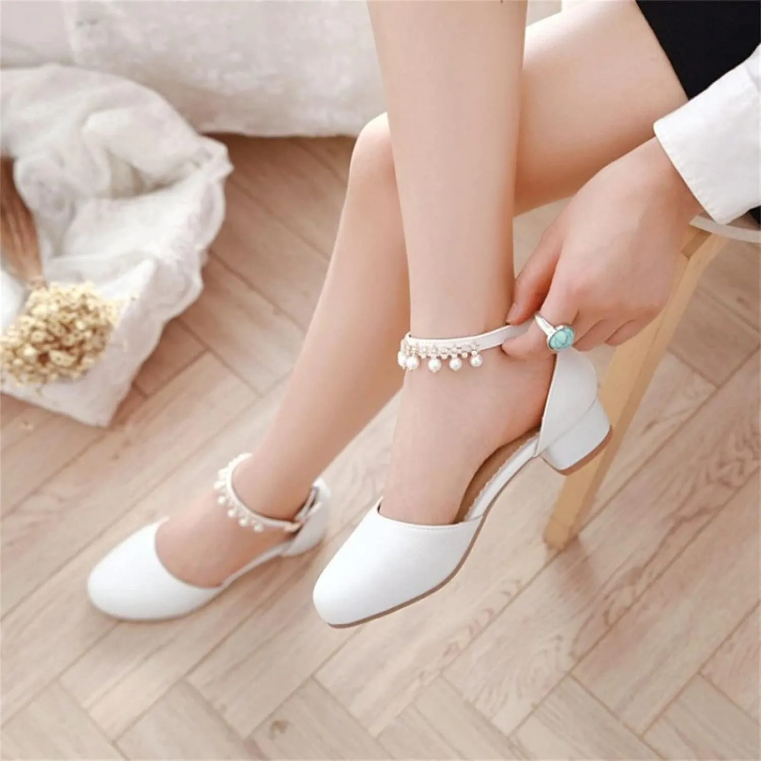 Little Girls Dress Up Shoes Low Heel Princess Hook and Loop Dress Shoes Pary Wedding Prom Shoes for Toddler