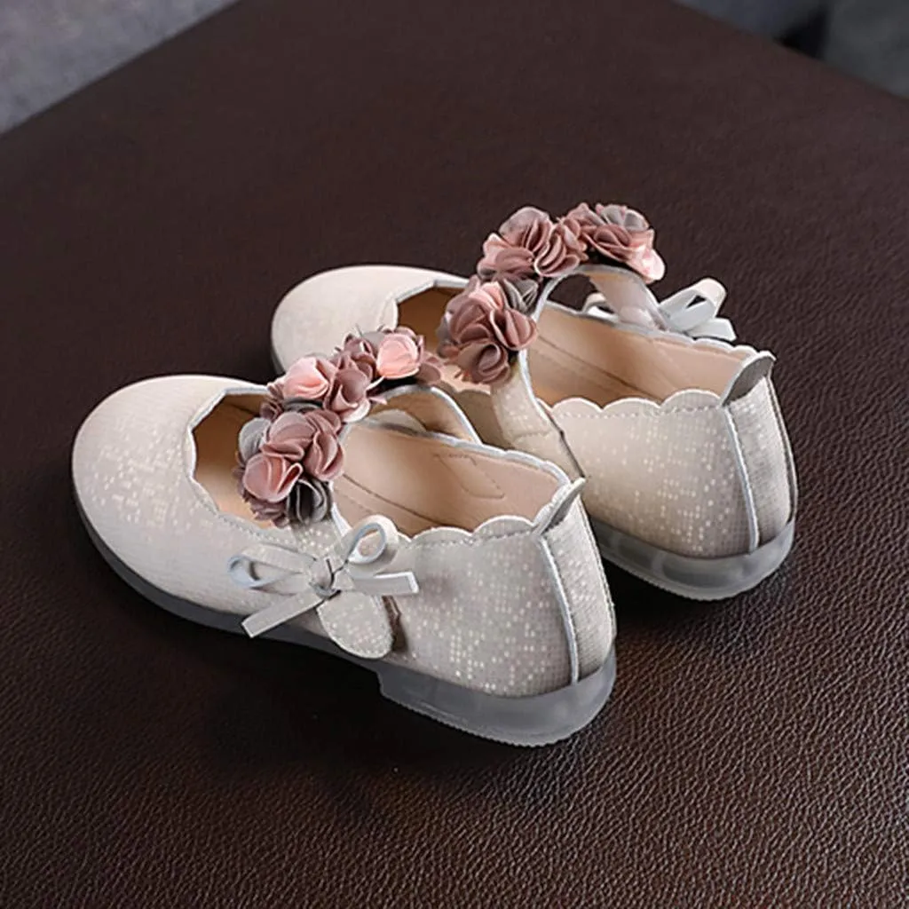Little Toddler Girls Floral Dress Shoes Princess Soft Sole Ballerina Ballet Flat Kids Mary Jane Prewalker Shoes