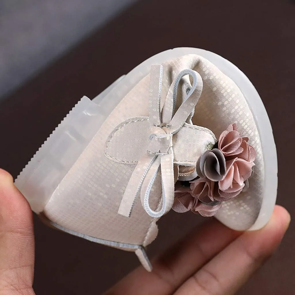 Little Toddler Girls Floral Dress Shoes Princess Soft Sole Ballerina Ballet Flat Kids Mary Jane Prewalker Shoes