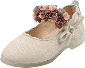 Little Toddler Girls Floral Dress Shoes Princess Soft Sole Ballerina Ballet Flat Kids Mary Jane Prewalker Shoes