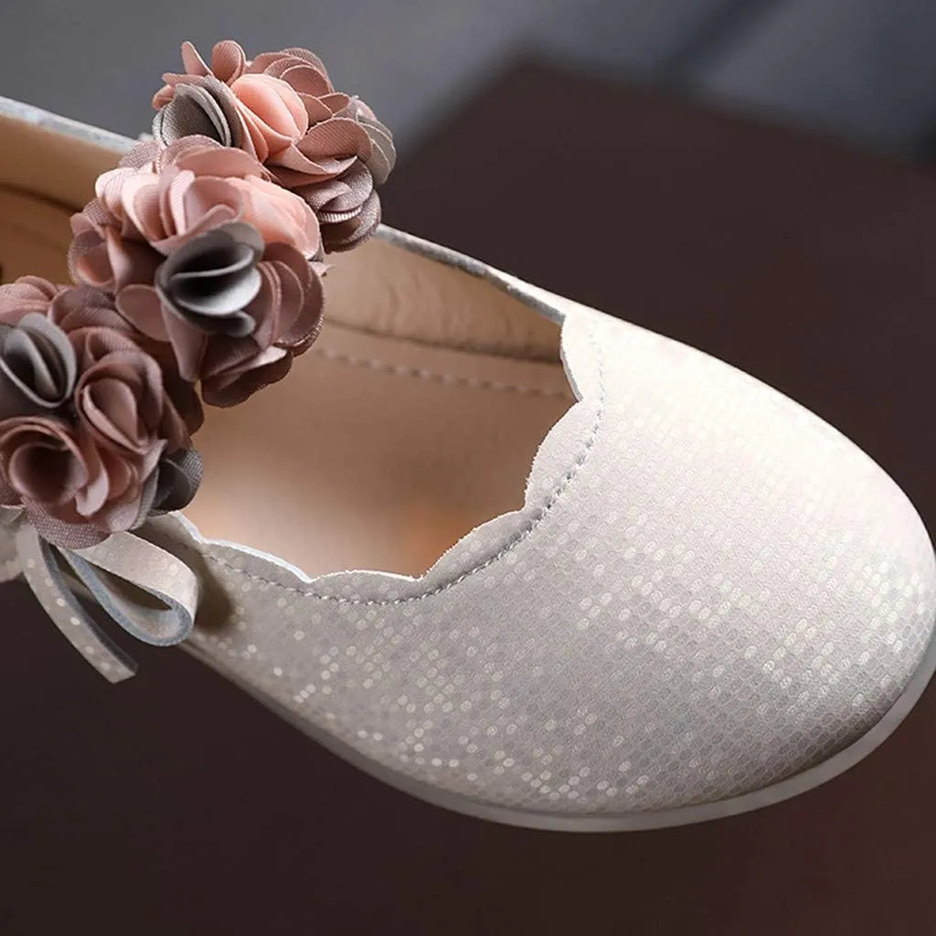 Little Toddler Girls Floral Dress Shoes Princess Soft Sole Ballerina Ballet Flat Kids Mary Jane Prewalker Shoes