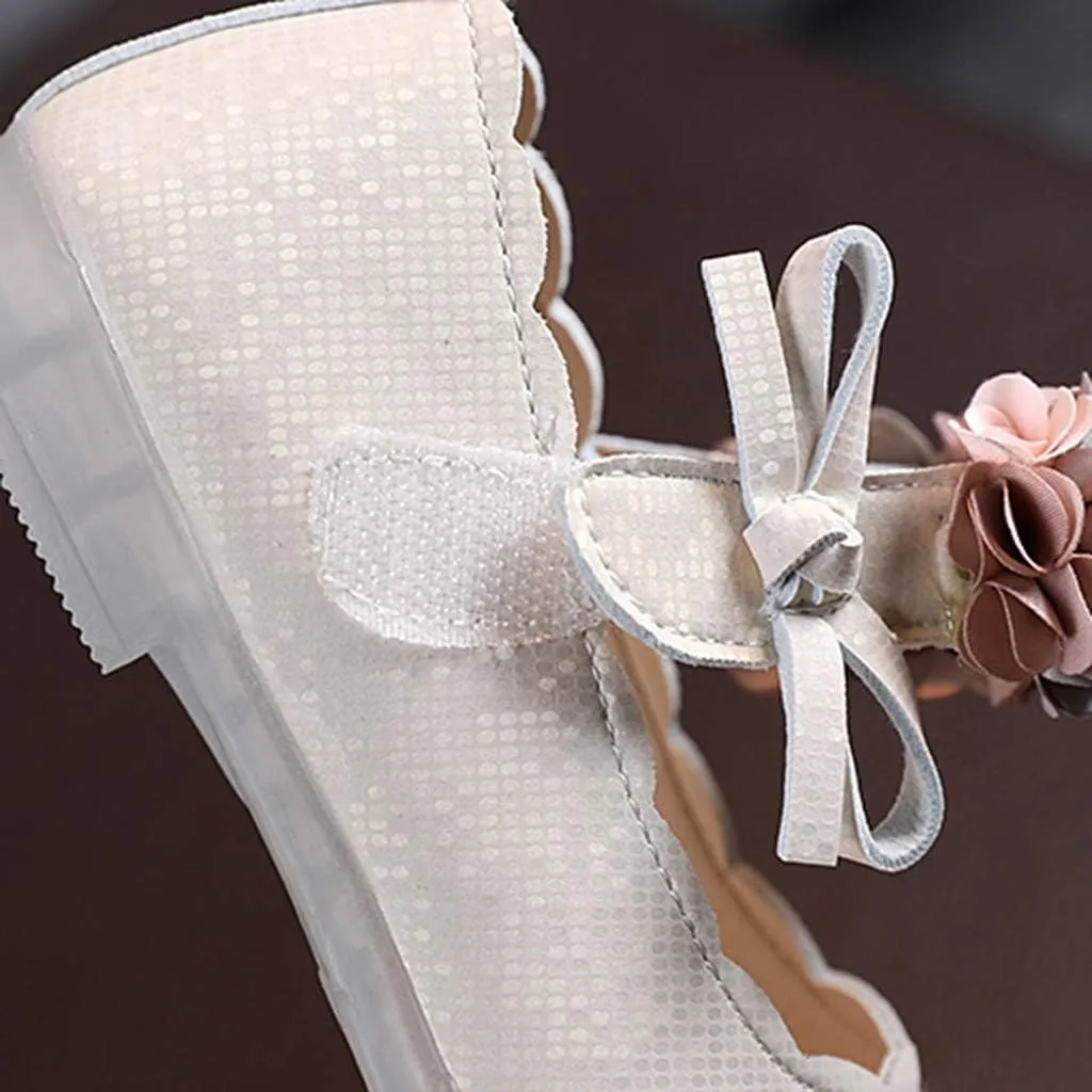 Little Toddler Girls Floral Dress Shoes Princess Soft Sole Ballerina Ballet Flat Kids Mary Jane Prewalker Shoes